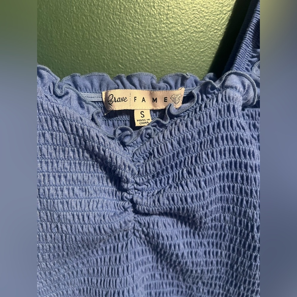 Macy's Blue Ruffle Smocked Tank Top - Picture 2 of 3